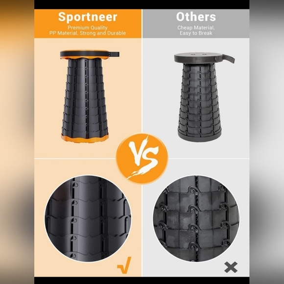 NEW 2 Pack Sportneer Portable Adjustable Telescopic Adult Chairs/Stools/Tables - Picture 2 of 10